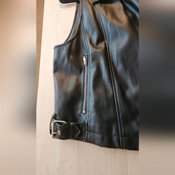 Anthropologie Black Leather Vest - Picture 5 of 6